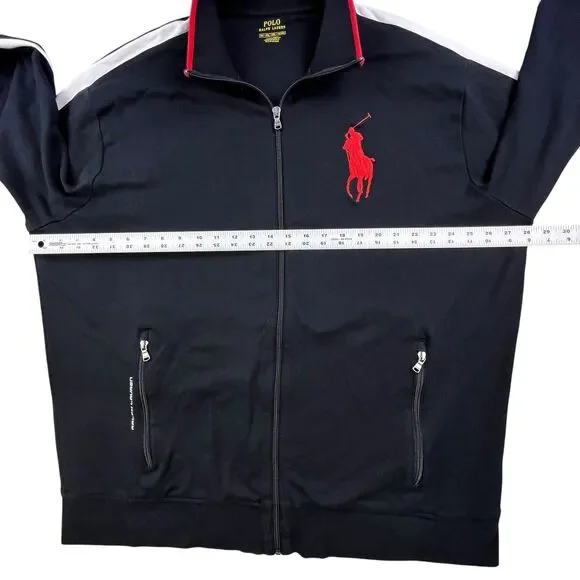 Polo Ralph Lauren Jacket Men’s 2XLT Black Big Pony Full Zip Track Athletic - Picture 8 of 9